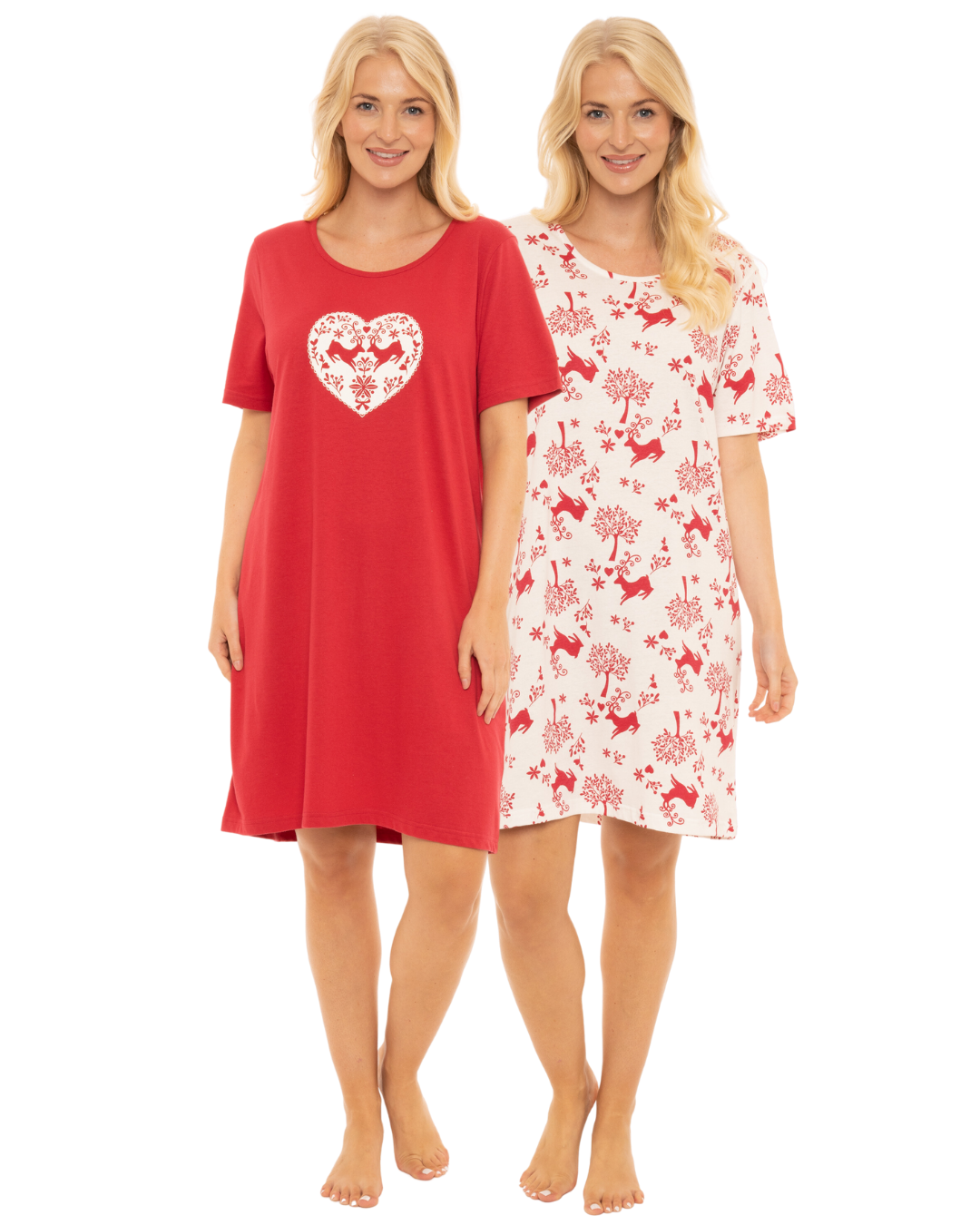 Pack of 2 Winter Stag 100 Cotton Nightshirts Suzy Me Collection