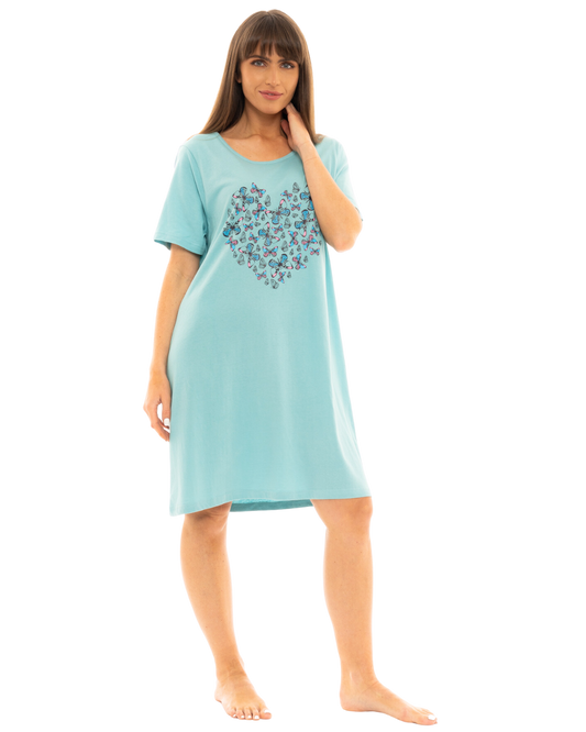 Pack of 2 Duck Egg Butterfly 100% Cotton Nightshirts