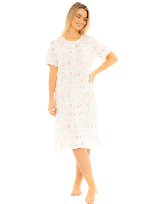 Birds and Butterfly 100% Cotton Short Sleeve Nightdress