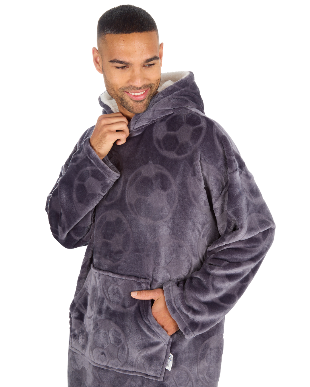 Mens Supersoft Fleece Football Hoodie Onesize