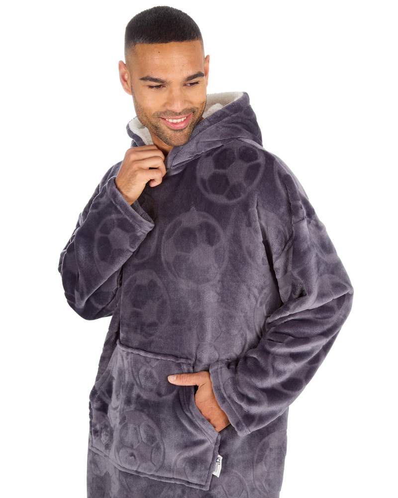 Mens Supersoft Fleece Football Hoodie Onesize