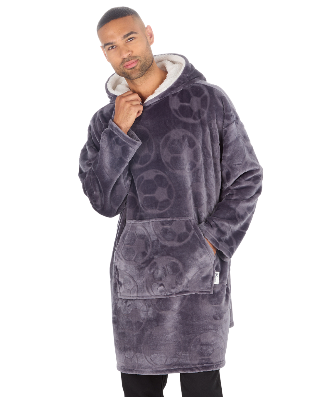 Mens Supersoft Fleece Football Hoodie Onesize