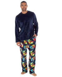 Mens Supersoft Gamer Print  Long Sleeve Fleece Trouser Pyjamas