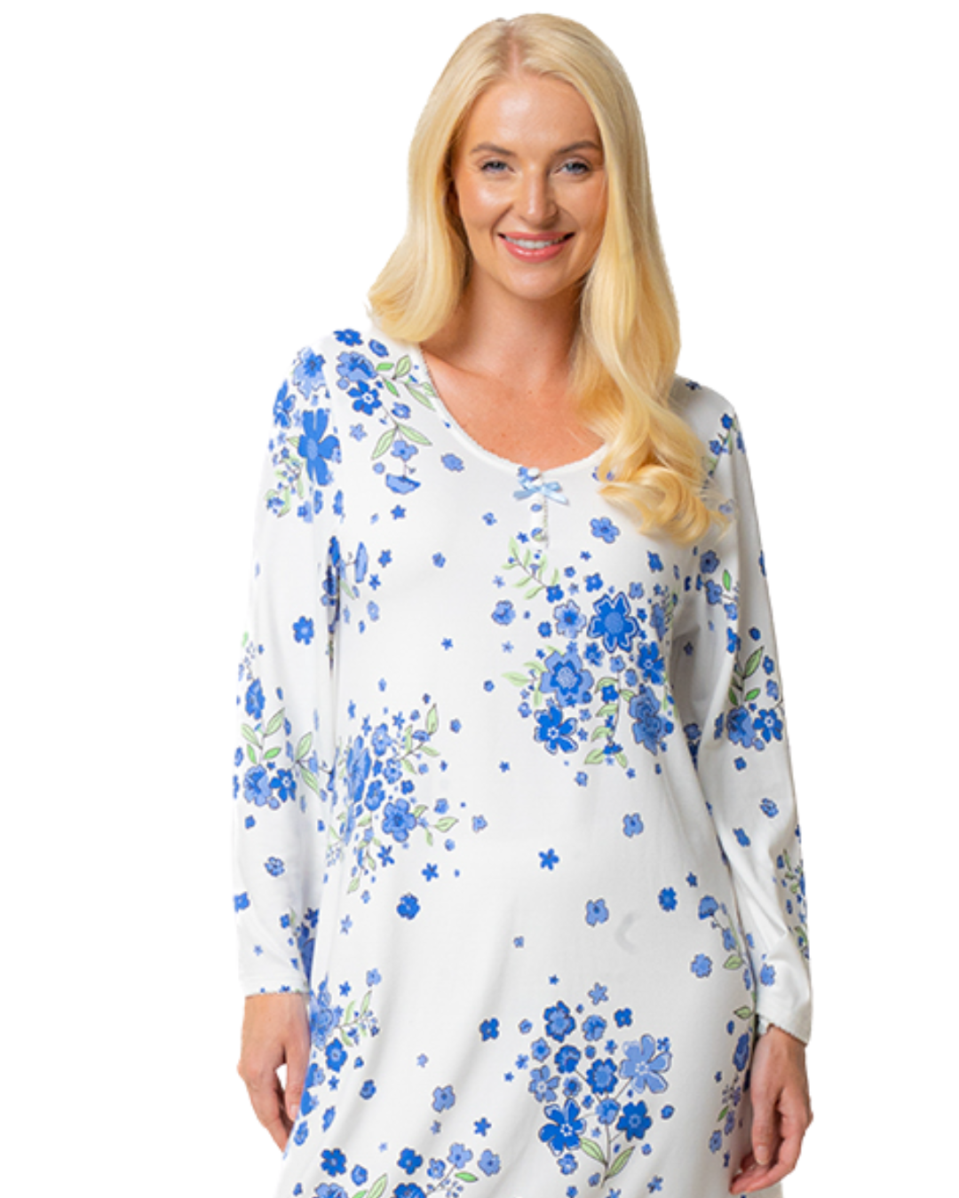 Luxury Soft Touch Jersey Long Sleeve Floral Nightdress