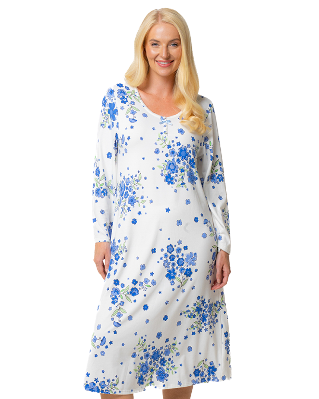 Luxury Soft Touch Jersey Long Sleeve Floral Nightdress
