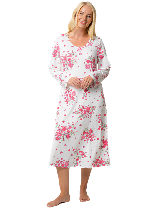 Luxury Soft Touch Jersey Long Sleeve Floral Nightdress