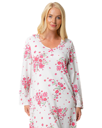 Luxury Soft Touch Jersey Long Sleeve Floral Nightdress