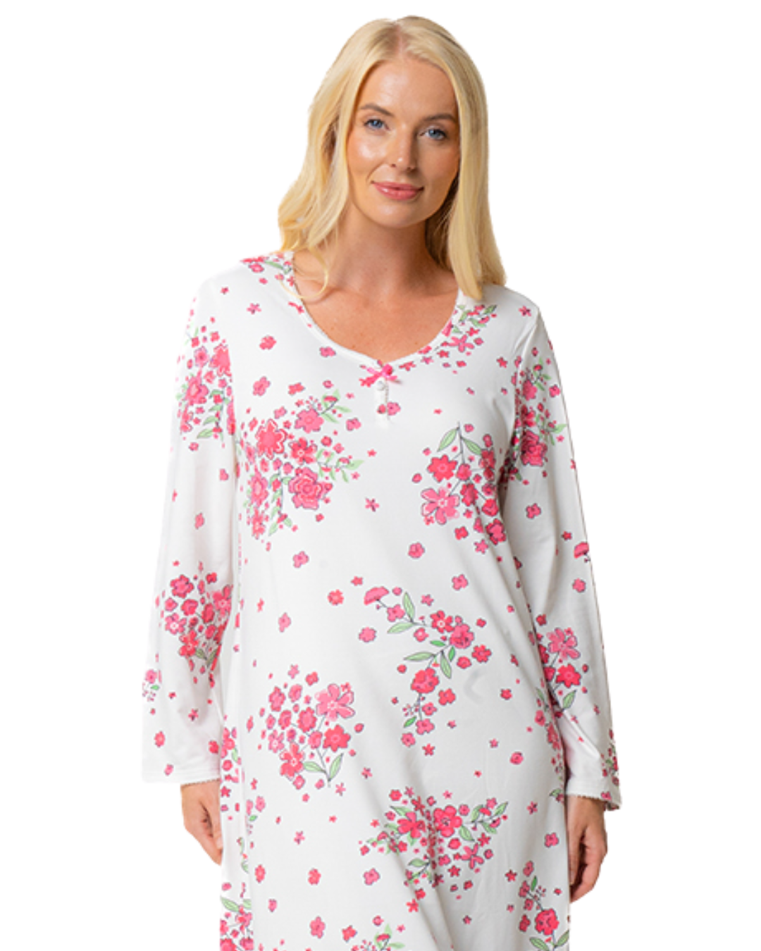Luxury Soft Touch Jersey Long Sleeve Floral Nightdress