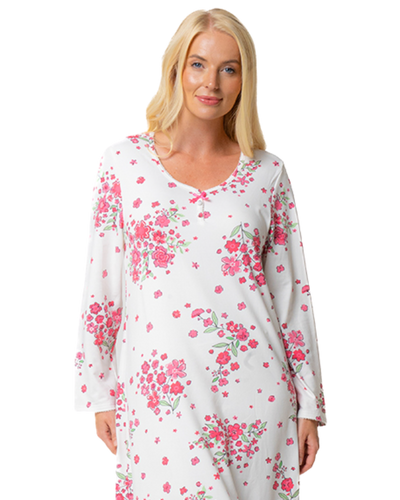 Luxury Soft Touch Jersey Long Sleeve Floral Nightdress