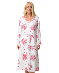 Luxury Soft Touch Jersey Long Sleeve Floral Nightdress