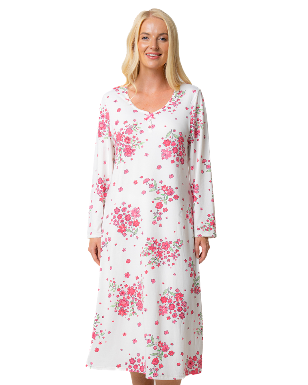 Luxury Soft Touch Jersey Long Sleeve Floral Nightdress