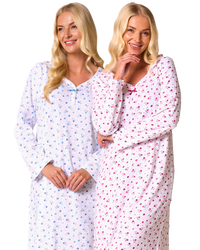 Ditsy Floral Print 100% Cotton Jersey Long Sleeve Nightshirt