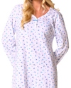 Ditsy Floral Print 100% Cotton Jersey Long Sleeve Nightshirt