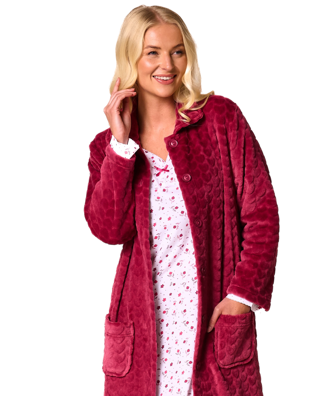 Ditsy Floral Print 100% Cotton Jersey Long Sleeve Nightshirt