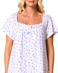 Ditsy Floral Print 100% Cotton Jersey Short Sleeve Nightdress