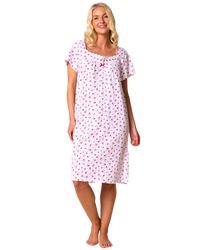 Ditsy Floral Print 100% Cotton Jersey Short Sleeve Nightdress