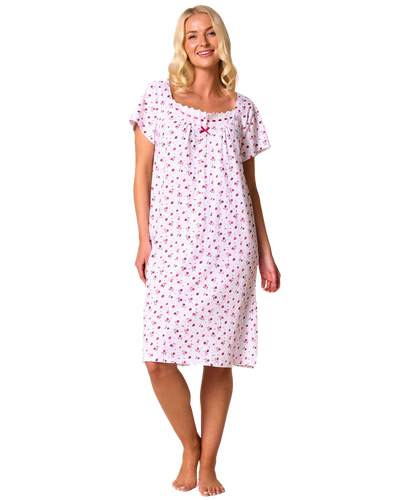Ditsy Floral 100% Cotton Jersey Short Sleeve Nightdress