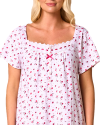 Ditsy Floral Print 100% Cotton Jersey Short Sleeve Nightdress
