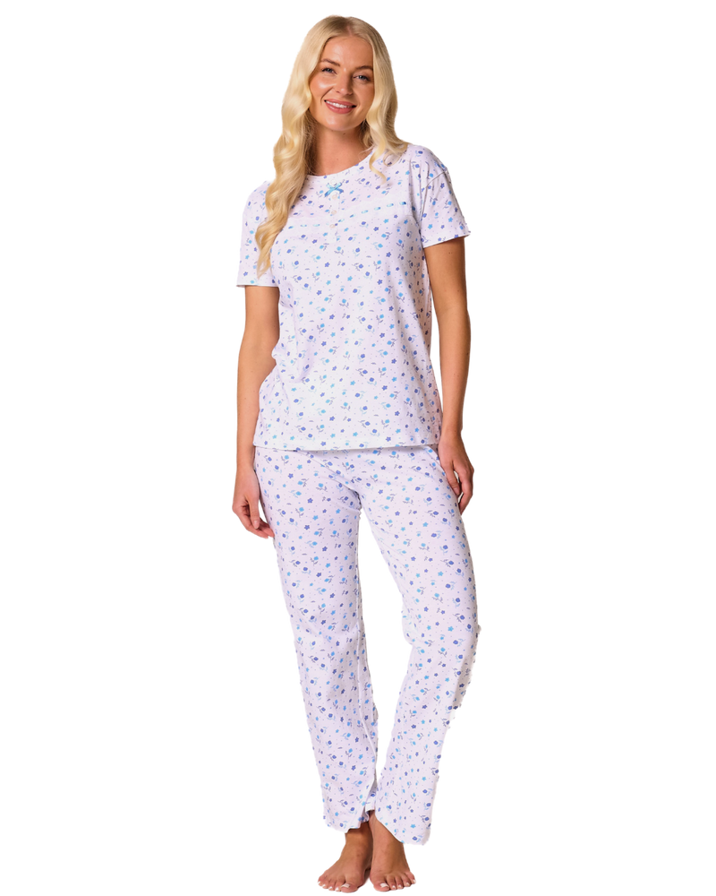 Ditsy Floral Print 100% Cotton Jersey Short Sleeve Pyjama