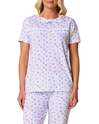 Ditsy Floral Print 100% Cotton Jersey Short Sleeve Pyjama