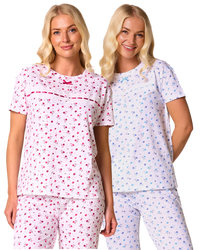 Ditsy Floral Print 100% Cotton Jersey Short Sleeve Pyjama