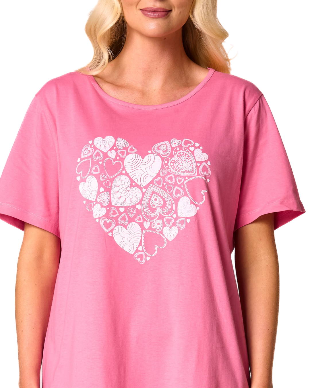 Women's 100% Cotton Pack of 2 Pink Heart Nightshirts