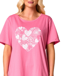 Women's 100% Cotton Pack of 2 Pink Heart Nightshirts