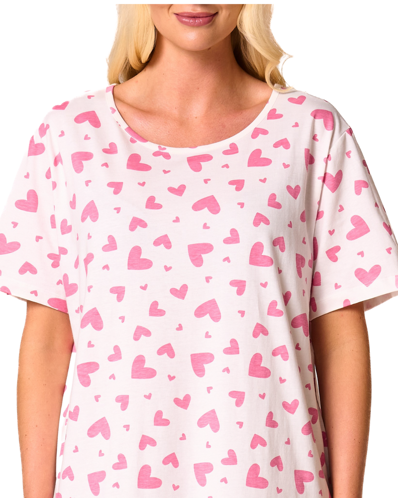 Women's 100% Cotton Pack of 2 Pink Heart Nightshirts