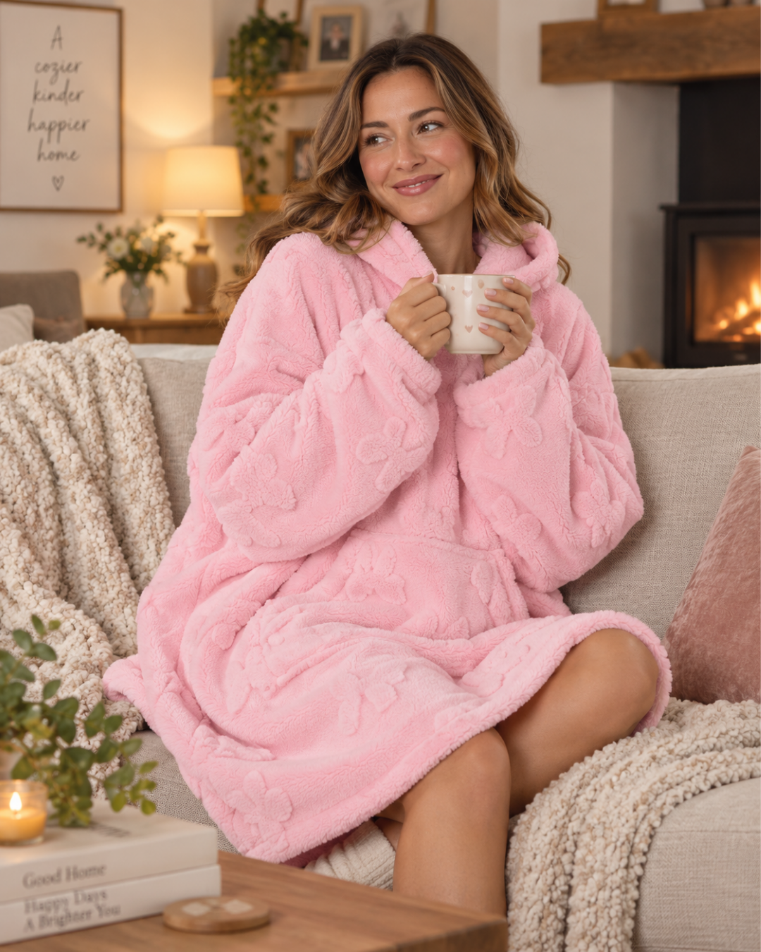Pink Bow Fleece Oversized Lounger Hoodie