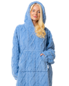 Blue Cableknit Fleece Oversized Lounger Hoodie