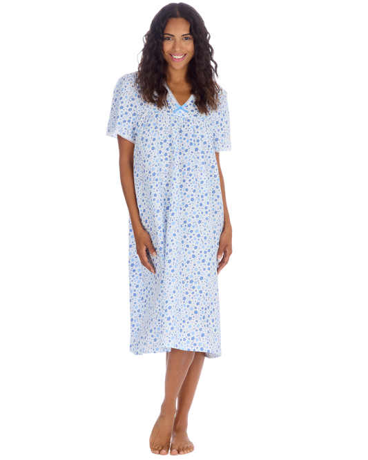 Ladies Supersoft Short Sleeve, V Neck, Open Back Nightie