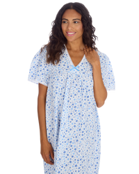 Ladies Supersoft Short Sleeve, V Neck, Open Back Nightie