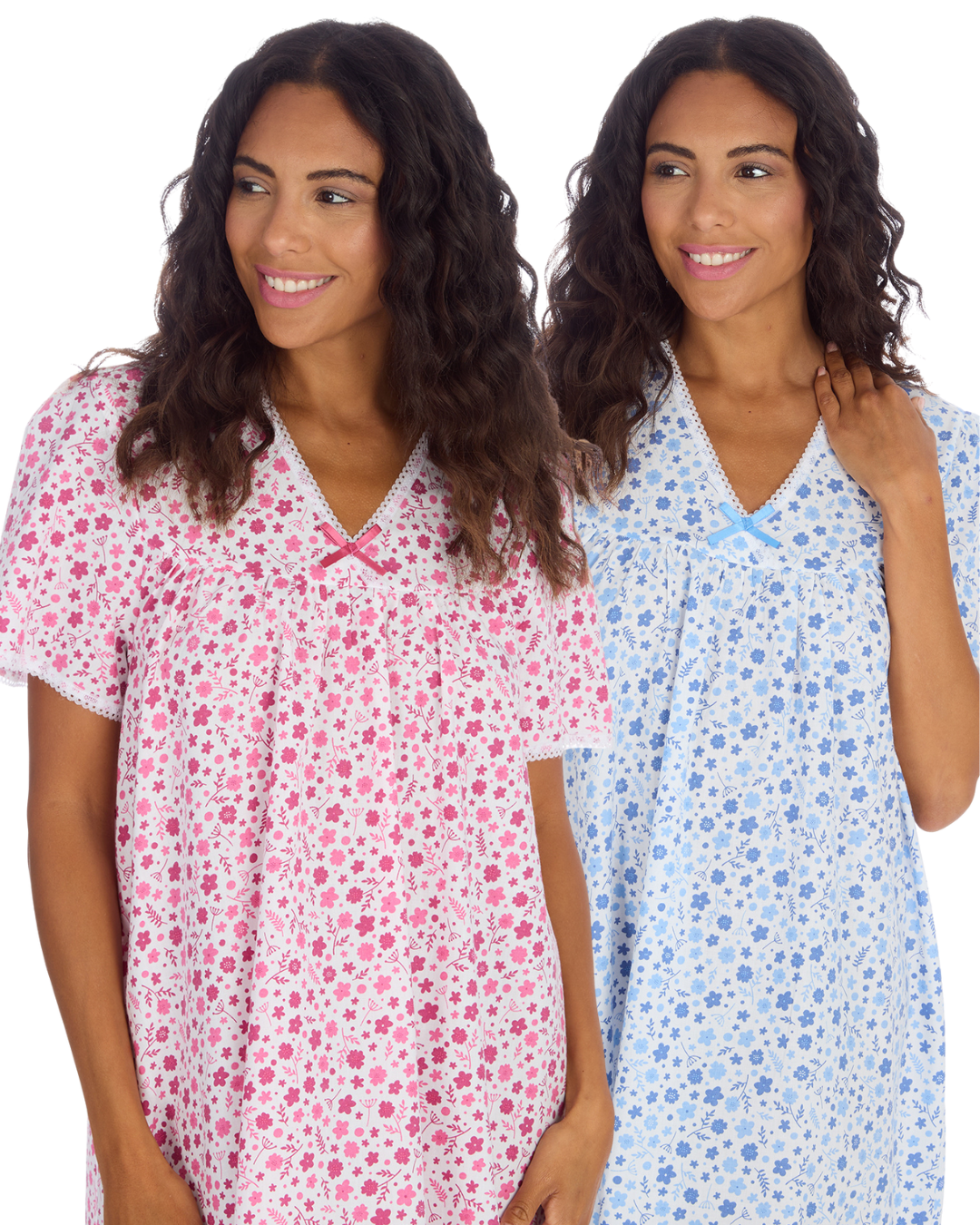 Ladies Supersoft Short Sleeve, V Neck, Open Back Nightie
