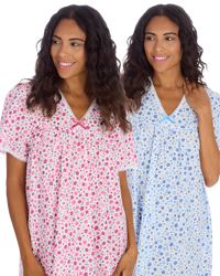 Ladies Supersoft Short Sleeve, V Neck, Open Back Nightie