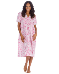 Ladies Supersoft Short Sleeve, V Neck, Open Back Nightie