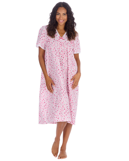 Ladies Supersoft Short Sleeve, V Neck, Open Back Nightie