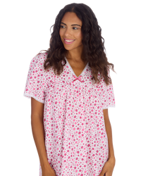 Ladies Supersoft Short Sleeve, V Neck, Open Back Nightie
