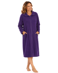 Soft  Polar Fleece Zip Dressing Gown Shorter Length