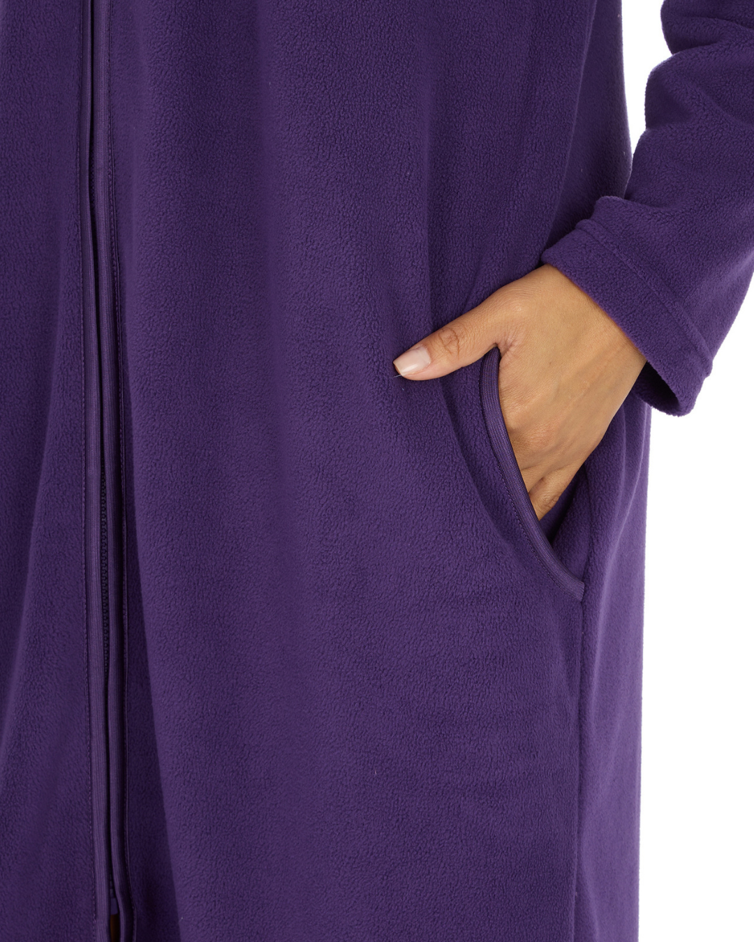 Soft  Polar Fleece Zip Dressing Gown Shorter Length