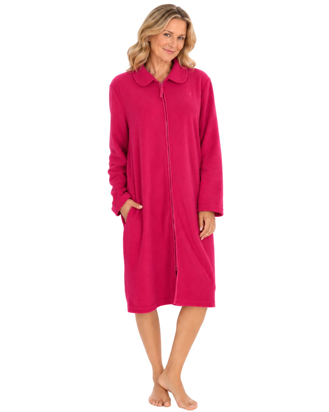 Soft  Polar Fleece Zip Dressing Gown Shorter Length