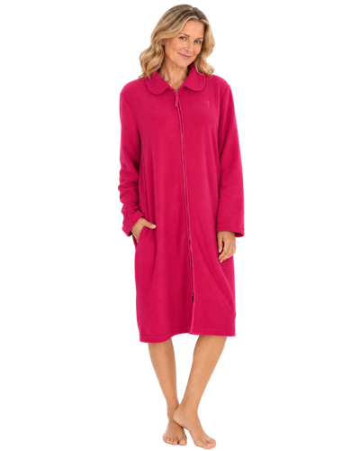 Soft  Polar Fleece Zip Dressing Gown Shorter Length