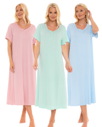 Luxury Soft Touch Longer Length Jersey Spot Nightdress up to Larger Sizes