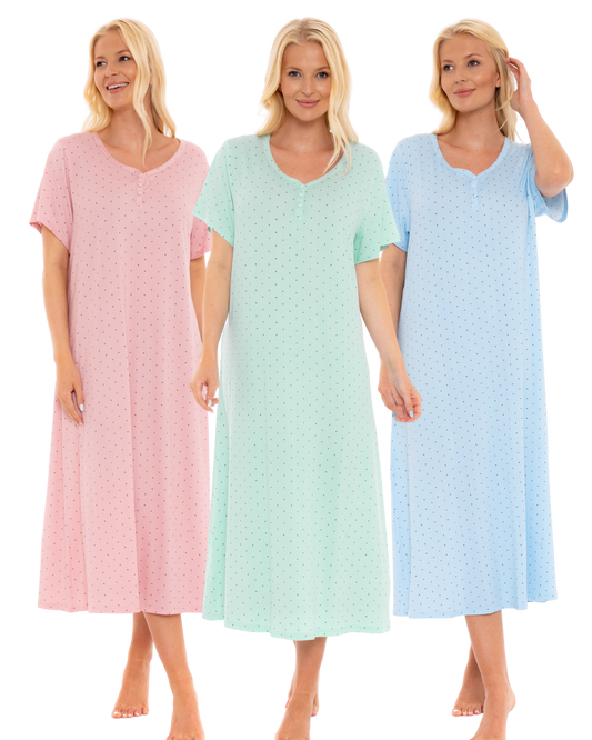 Luxury Soft Touch Longer Length Jersey Spot Nightdress up to Larger Sizes