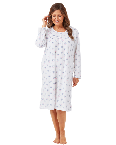 Long Sleeve Floral Fleece Nightdress