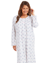 Long Sleeved Floral Fleece Nightdress