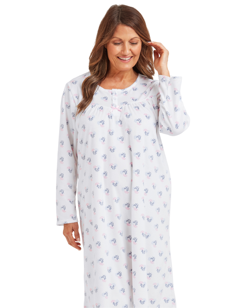 Long Sleeved Floral Fleece Nightdress