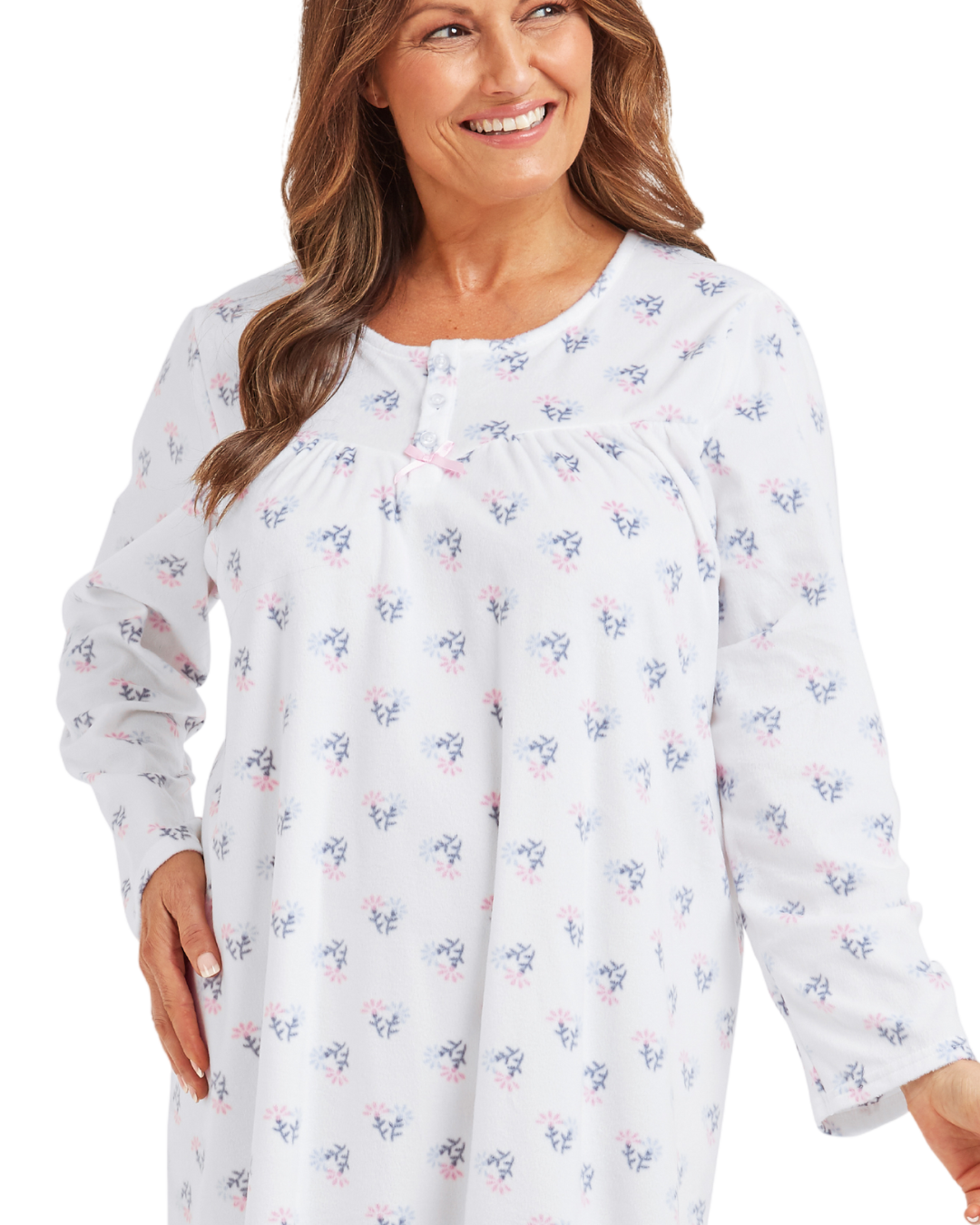 Long Sleeved Floral Fleece Nightdress