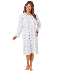 Long Sleeved Floral Fleece Nightdress