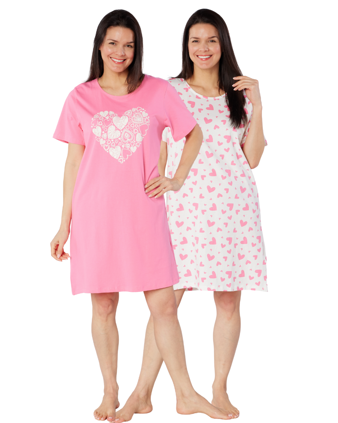 Women's 100% Cotton Pack of 2 Heart Nightshirts