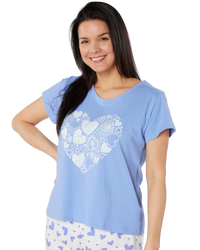 Women's Heart Design 100% Cotton Short Sleeve Cropped Leg Pyjamas